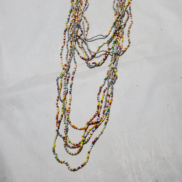 Signature multi color  seed bead multi strand necklace 10 strand - Picture 3 of 4